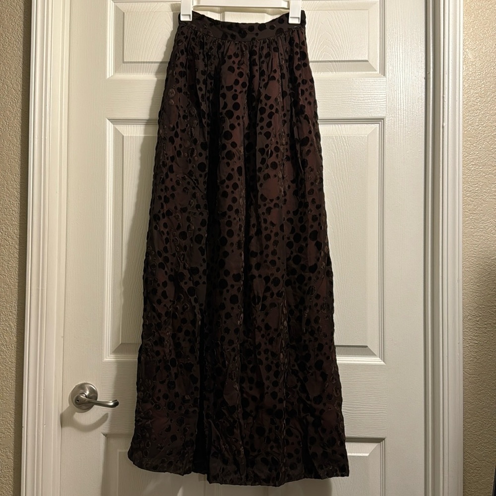 Vintage Brown Velvet Polka Dot Skirt Size 26